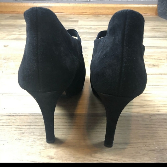 Paul Green Black Suede Peep Toe Heels - Picture 7 of 7